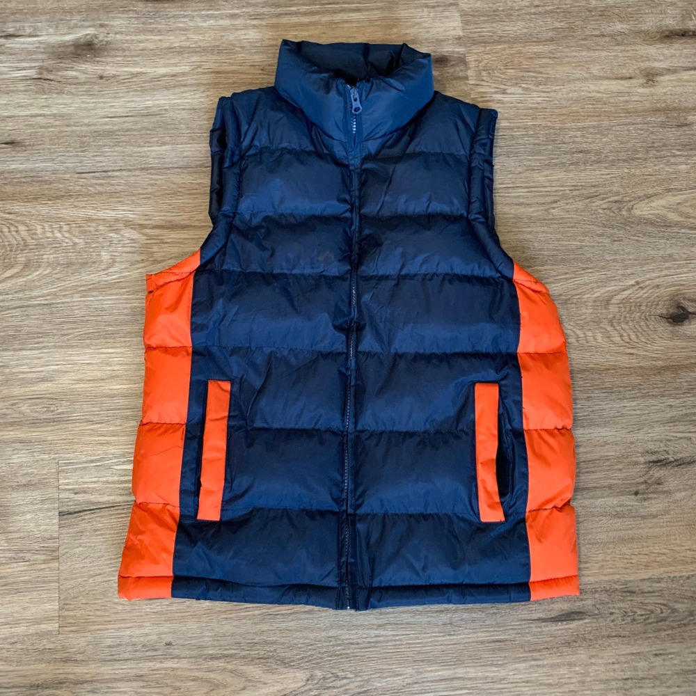 Cambridge Classics Puffer Vest Navy Blue Orange Full Zip Size XS
